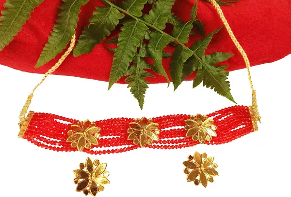 Assamese_Traditional_Gold_Plated_Red_Colour_Golpata_Necklace_Set_For_Women_&_Girls